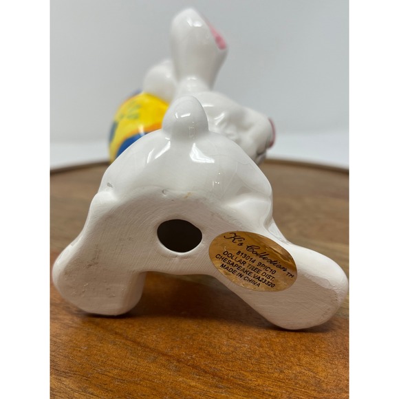 K's Collection White Bunny Rabbit Egg Cup Holder Yellow Blue Floral Design - Picture 6 of 8